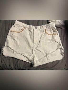 2 pairs of One teaspoon denim White Distressed Cutoff Shorts size 33